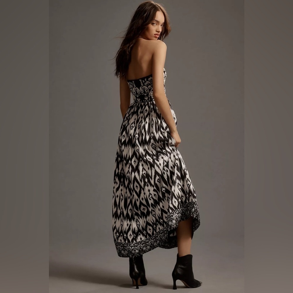 NWT ANTHROPOLOGIE PAYAL JAIN Strapless Beaded Maxi Dress in Black Motif size M